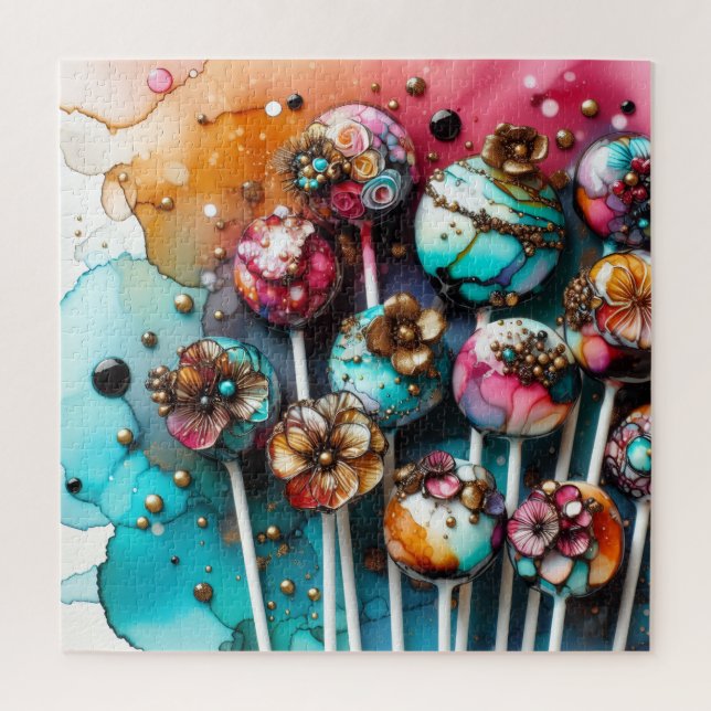 Cake Pops Alcohol Ink Jigsaw Puzzle (Vertical)