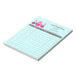 Cake Pops and Cupcake Aqua Receipt Order Form Notepad