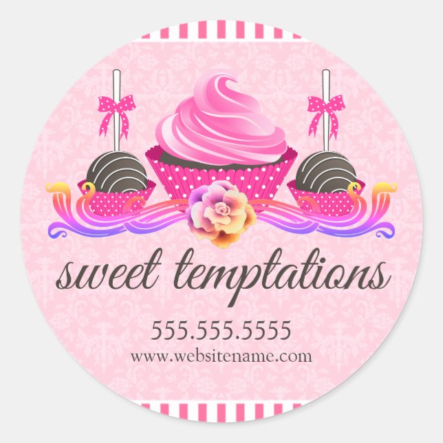 Cake Pops and Cupcake Bakery Box Seals (Front)