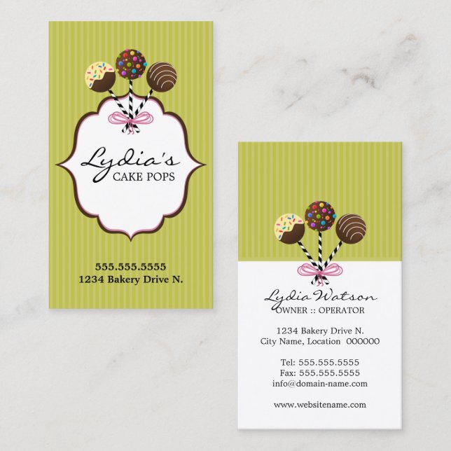 Cake Pops Bakery Business Card (Front/Back)