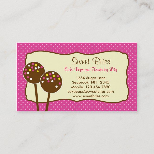 Cake Pops Bakery Business Card (Front)