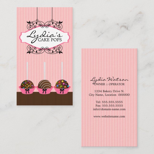 Cake Pops Bakery Business Card (Front/Back)