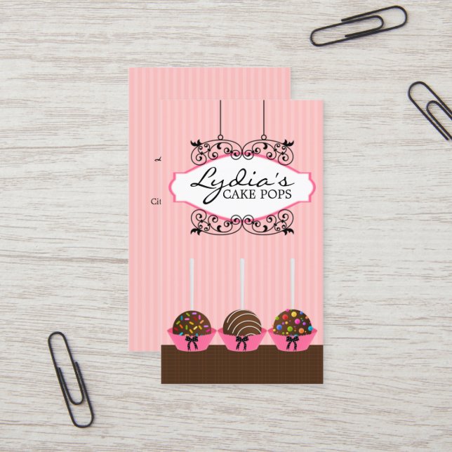 Cake Pops Bakery Business Card (Front/Back In Situ)