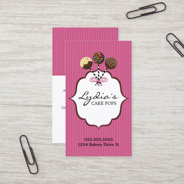 Cake Pops Bakery Business Card (Front/Back In Situ)