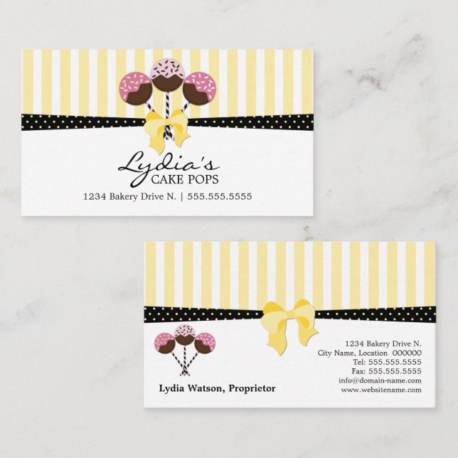 Cake Pops Bakery Business Card (Front/Back)