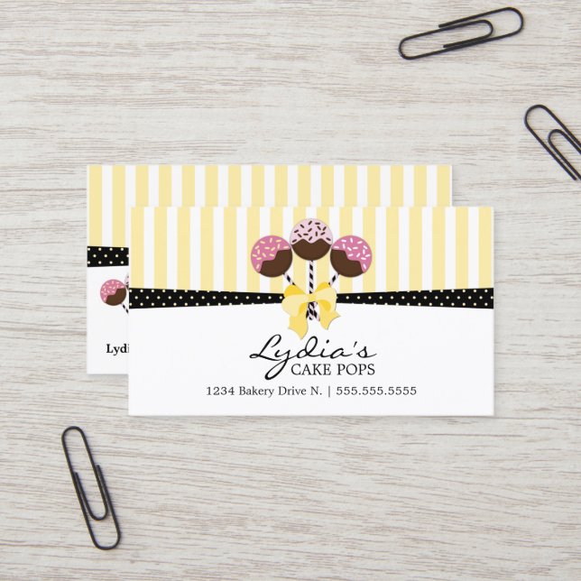 Cake Pops Bakery Business Card (Front/Back In Situ)