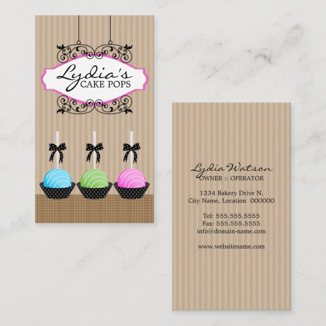 Cake Pops Bakery Business Cards (Front/Back)