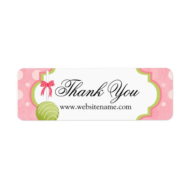 Cake Pops Bakery Thank You Return Address Label (Front)
