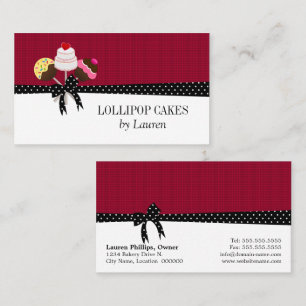 Cake Pops Burgundy Business Cards
