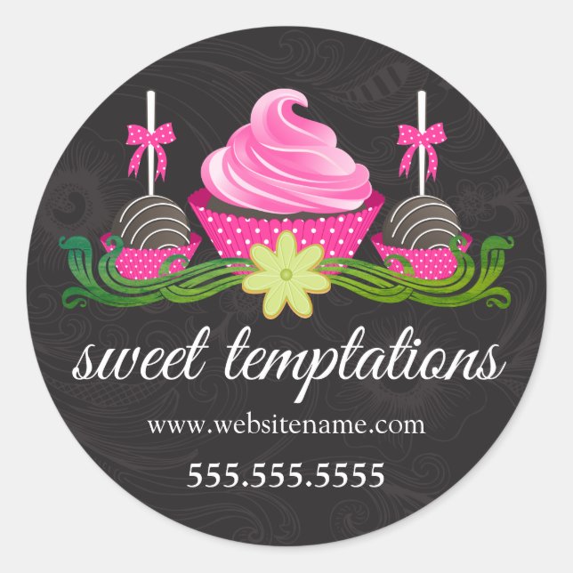 Cake Pops Cookie and Cupcake Bakery Box Seals (Front)