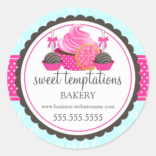 Cake Pops Cookie Cupcake Bakery Box Seals (Front)