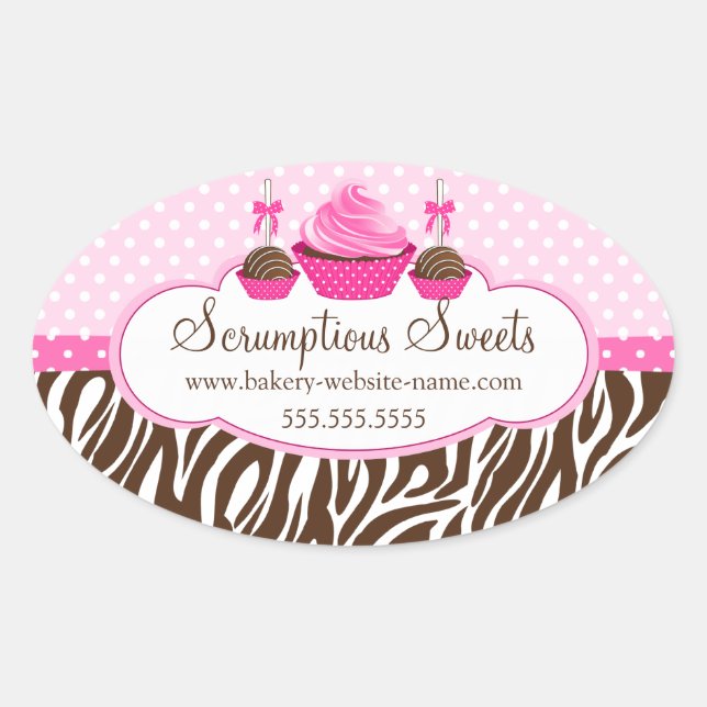 Cake Pops Cupcake Bakery Box Seals (Front)