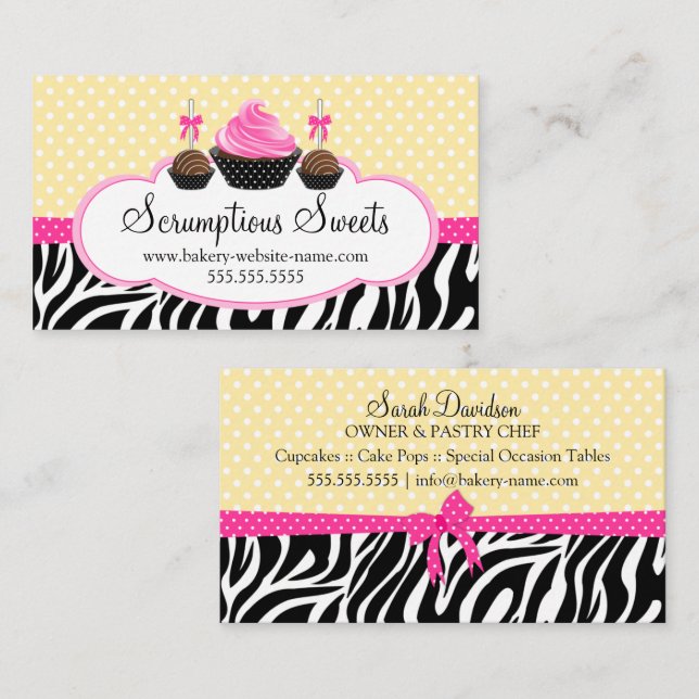 Cake Pops Cupcake Bakery Business Card (Front/Back)