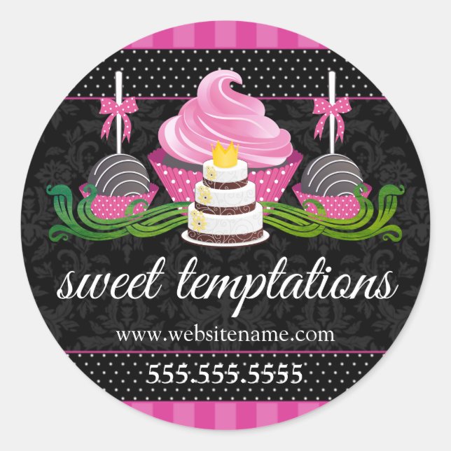 Cake Pops Cupcake Cake Bakery Box Seals (Front)