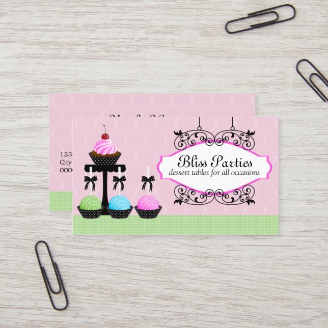 Cake Pops Dessert Tables Business Card (Front/Back In Situ)