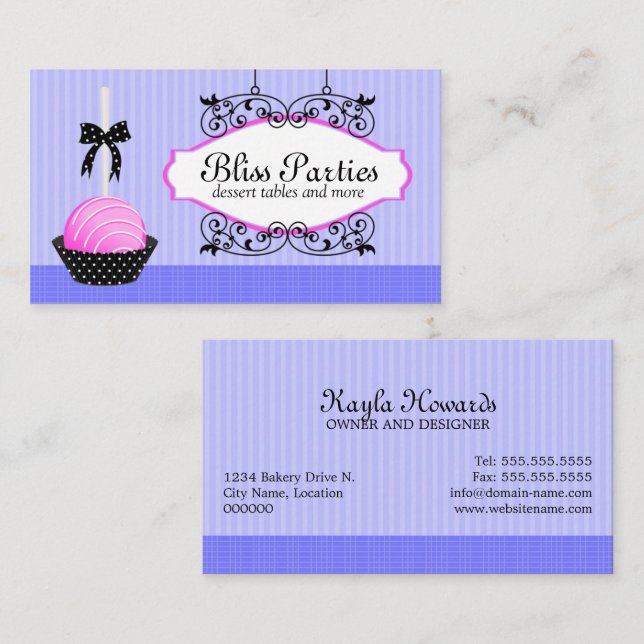 Cake Pops Desserts Baker Business Card (Front/Back)