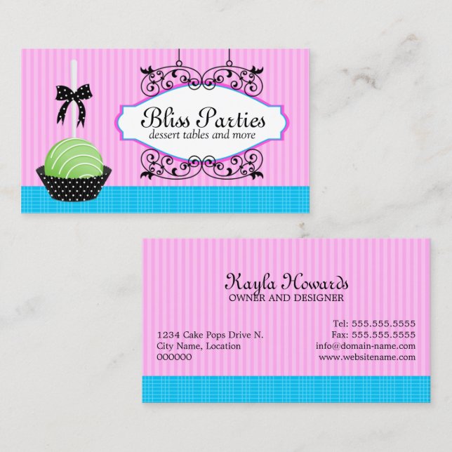 Cake Pops Desserts Bakery Business Card (Front/Back)