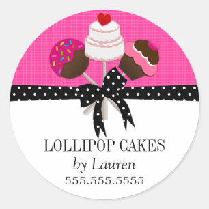 Cake Pops Hot Pink Bakery Box Seal