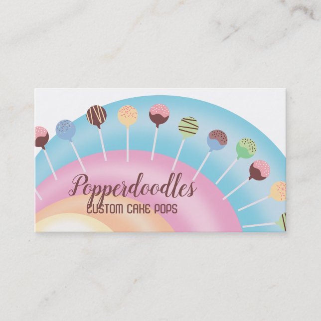 Cake pops rainbow baking bakery confections business card (Front)