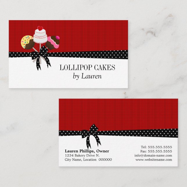 Cake Pops Red Business Card (Front/Back)