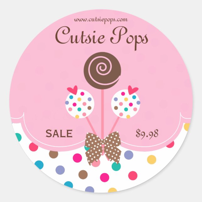 Cake Pops Stickers Bakery Cute Dots Pink Chocolate (Front)