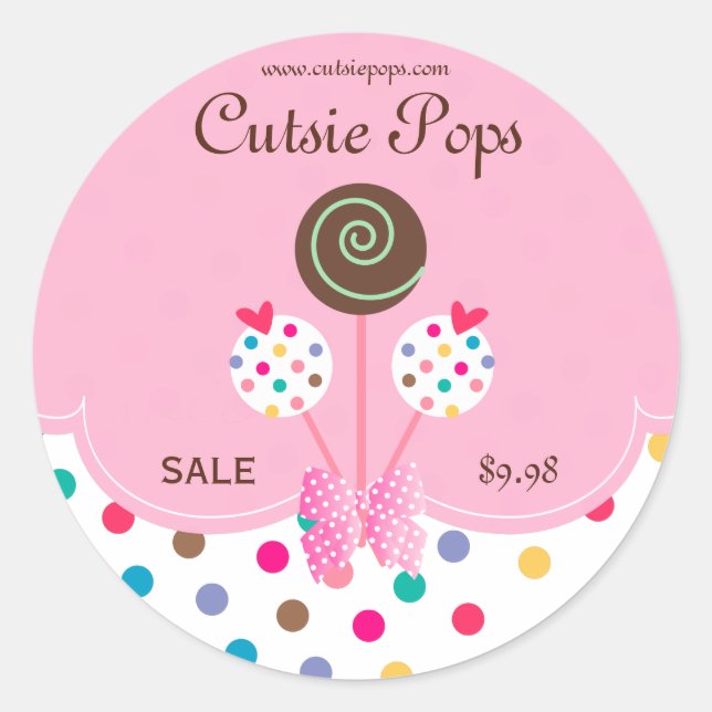 Cake Pops Stickers Bakery Cute Dots Pink Mint (Front)