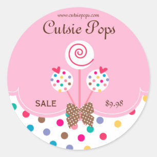 Cake Pops Stickers Bakery Cute Dots Pink White