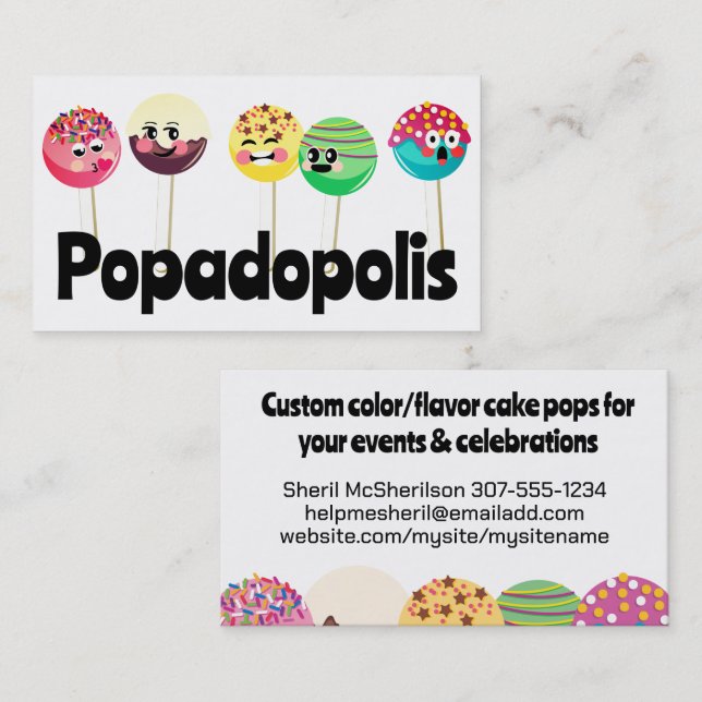 Cake pops wedding event baking bakery confections business card (Front/Back)
