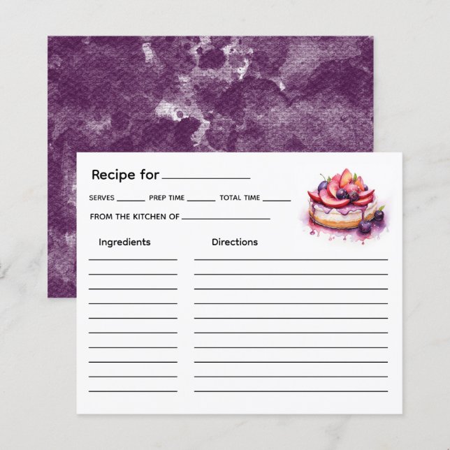 Cake Recipe Card (Front/Back)