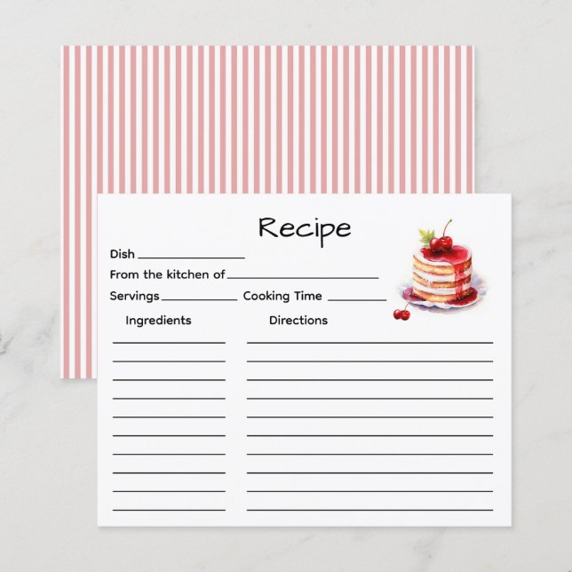 Cake Recipe Card (Front/Back)