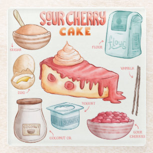 Cake Recipe Glass Coaster