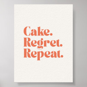 Cake Regret Repeat – Fun Quote Poster