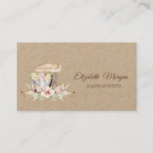 Cake Retro Mixer Flowers Bakery Business Card