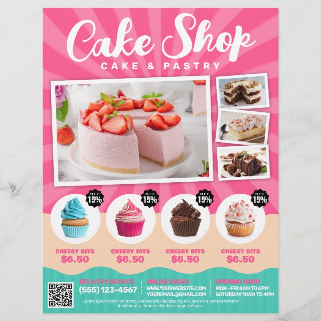Cake Shop / Bakery / Confectionery - (Template) Flyer (Front)