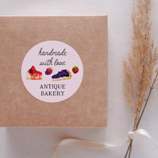 Cake Shop Handmade with Love  Classic Round Sticker (Creator Uploaded)