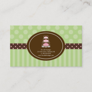 Cake Shop Lime Polka Dot Stripes Business Cards