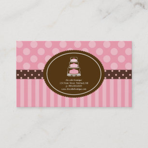 Cake Shop Pink Polka Dot Stripes Business Cards