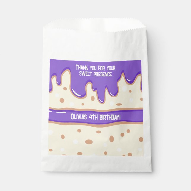 Cake slice cartoon sweet kids birthday party favour bag (Front)