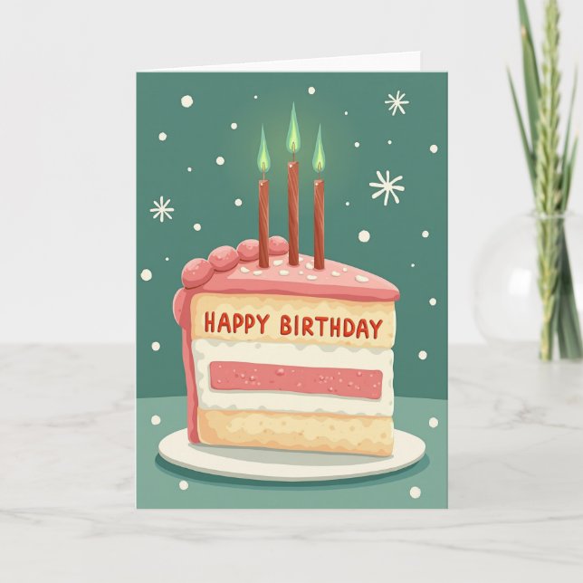 Cake Slice Green Flame Card (Front)