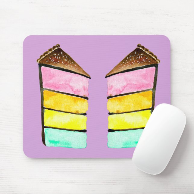Cake slice rainbow cake art mouse pad (With Mouse)
