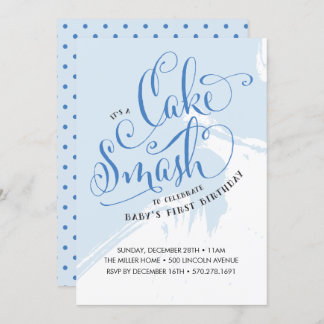 Cake Smash Birthday Invitation, Boy Card