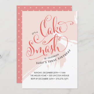Cake Smash Birthday Invitation, Girl Card