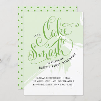Cake Smash Birthday Invitation, Neutral Card