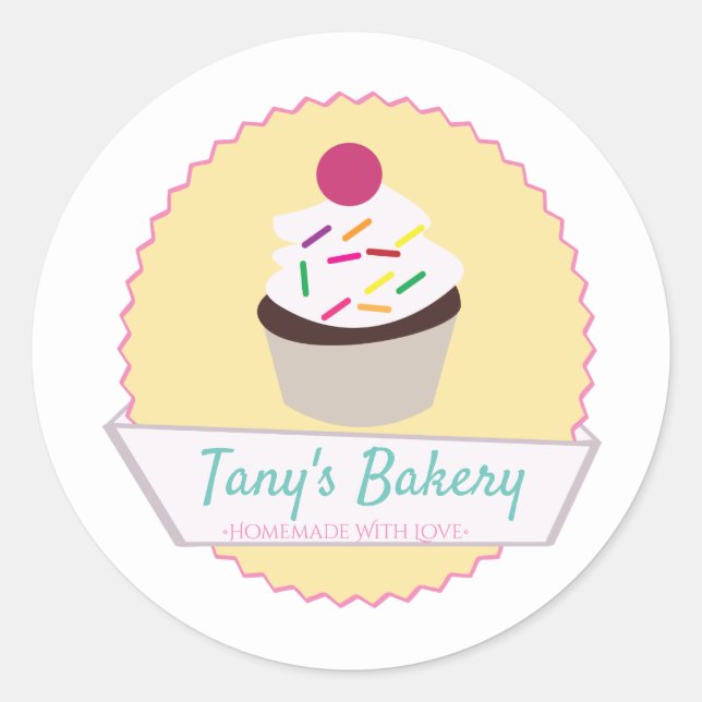 Cake Sprinkles Badge Logo Confetti Homemade Bakery Classic Round Sticker (Front)
