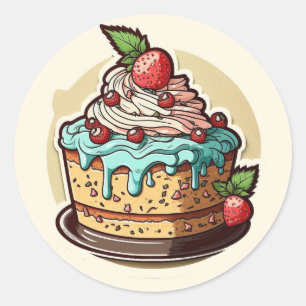 Cake sticker. Birthday Classic Round Sticker