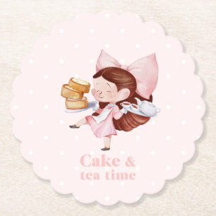Cake & Tea Time Scalloped Paper Coaster