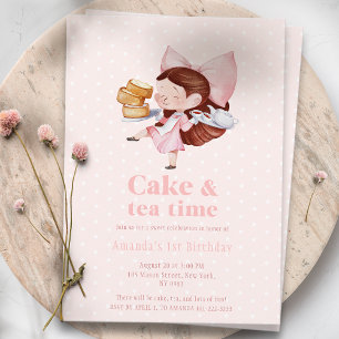 Cake & Tea Time – Sweet 1st Birthday Invitation