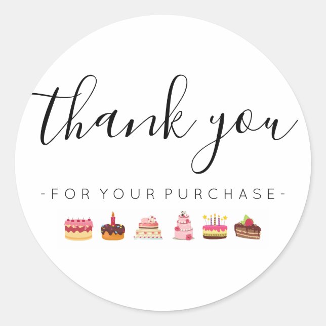 Cake Thank You for Your Purchase Classic Round Sticker (Front)