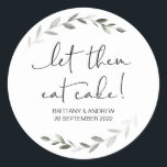 Cake Wedding Favor Let Them Eat Cake Treat Box Classic Round Sticker<br><div class="desc">Your wedding will be a sparkling and sophisticated affair, so it is only fitting you express that sophistication in every detail of your special day right down to the smallest personalised touches. Stylish and beautiful these personalised wedding stickers are perfect for wedding favours or as envelope seals on your engagement,...</div>