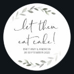 Cake Wedding Favor Let Them Eat Cake Treat Box Classic Round Sticker<br><div class="desc">Your wedding will be a sparkling and sophisticated affair, so it is only fitting you express that sophistication in every detail of your special day right down to the smallest personalised touches. Stylish and beautiful these personalised wedding stickers are perfect for wedding favours or as envelope seals on your engagement,...</div>